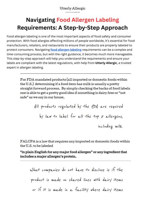 Navigating Food Allergen Labeling Requirements