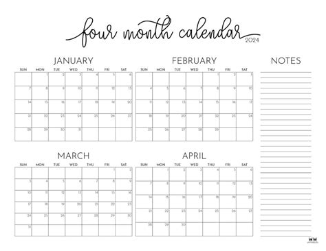 Navigating the Printable 2024 Four-Month Calendar