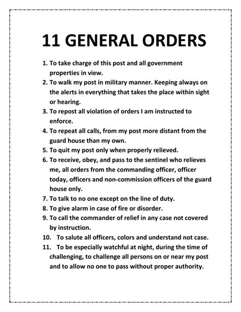 Navy 11 General Orders Printable