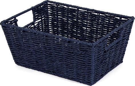 Whitmor Woven Strap Storage Baskets Set of 3 Navy