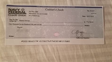 Navy Federal Cashier S Check Number