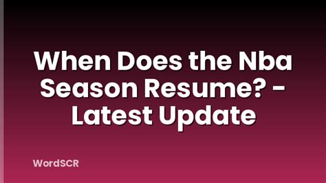 Nba To Resume Season