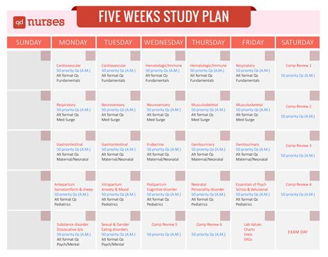 Nclex Study Calendar Template