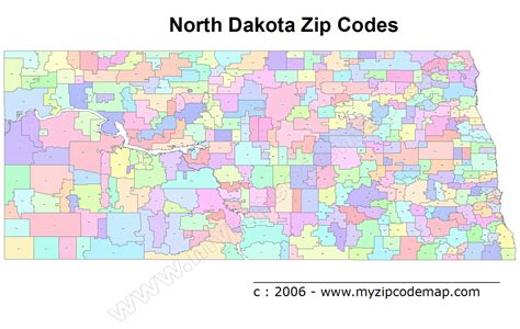 Buy North Dakota Zip Code Map With Counties online