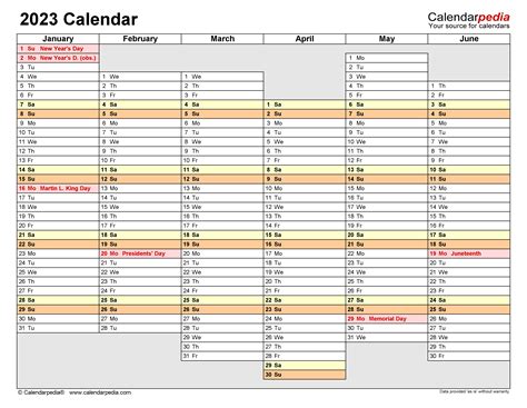 2023 Months Calendar Template Free Printable Templates