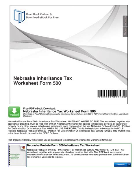 Nebraska Inheritance Tax Worksheet