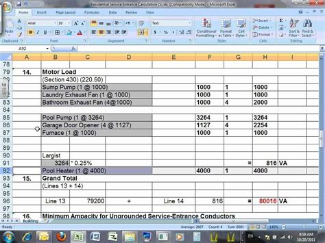 Nec Load Calculation Worksheet Excel