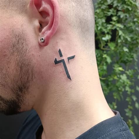 Neck Cross Tattoo