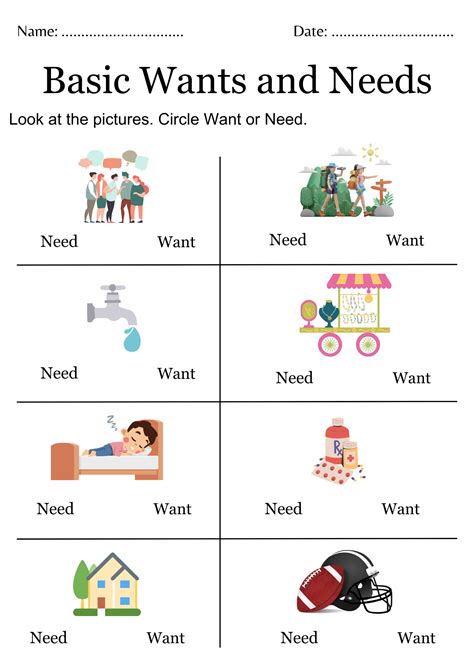 Needs And Wants Worksheet - Worksheet List