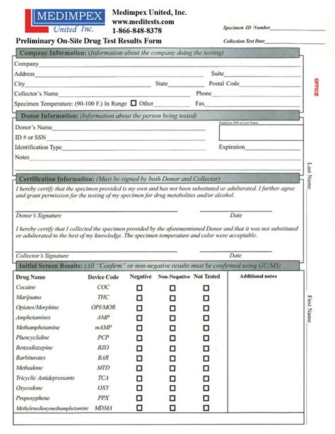 Negative Printable Drug Test Results Form