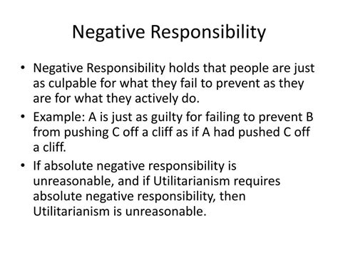 Negative Responsibility Definition