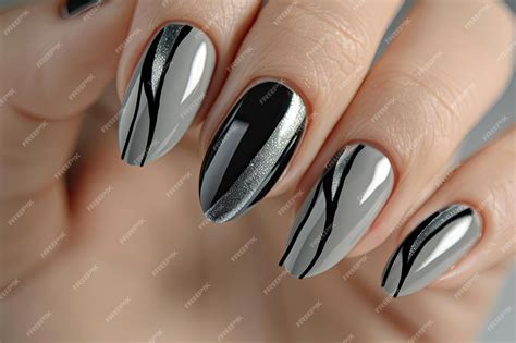 Negative Space Manicure Gray Nail