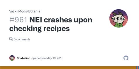 Nei Crashes When Looking Up Recipe