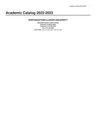 Neiu Academic Catalog