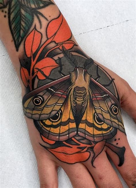 Neo Trad Moth Tattoo
