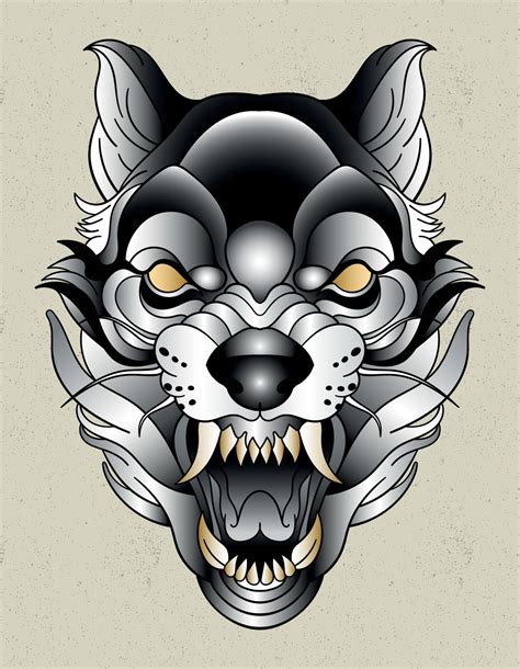 Neo Trad Wolf Tattoo