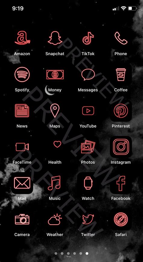 Revamp Your Iphone Screen with Striking Neon App Icons: Latest iOS 14 Red Collection