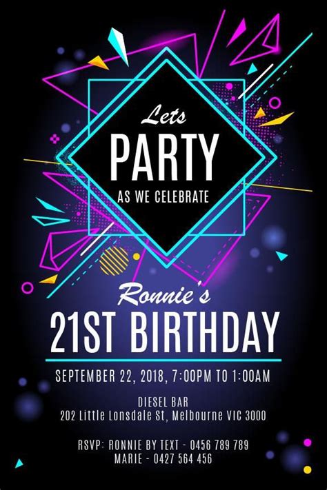 Neon Party Invitation Template