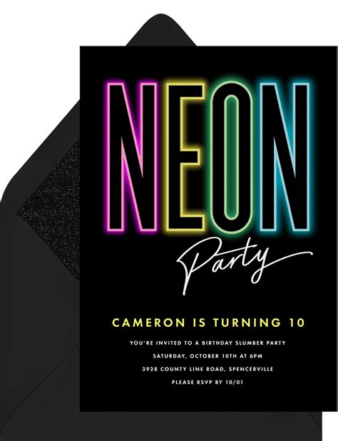 Neon Party Invitations Templates Free