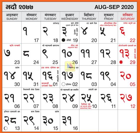 Nepali Calendar 2077