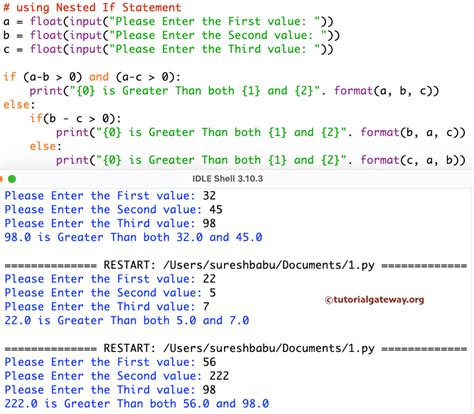 Nested IF Statement to Find the Highest Number