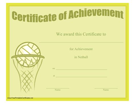 Netball Achievement Certificate Template Download Throughout