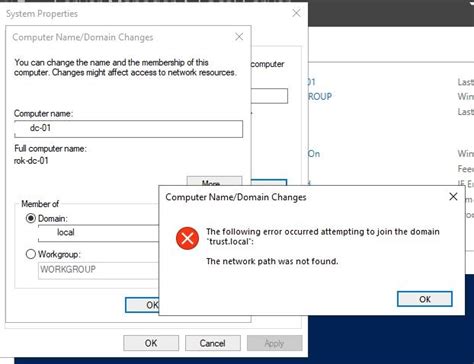 Network Path Not Found Join Domain