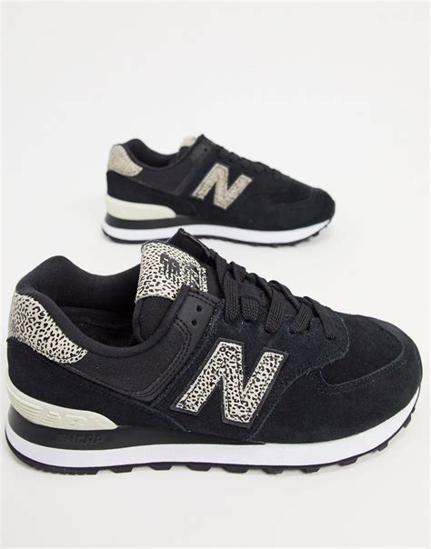New Balance 574 Sneakers In White And Animal Print