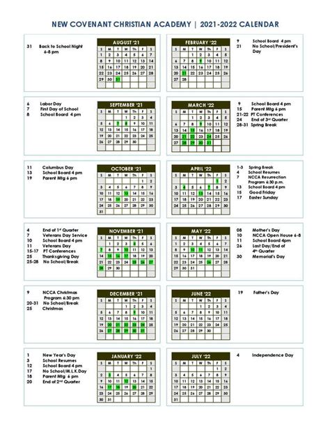 New Covenant Academy Calendar