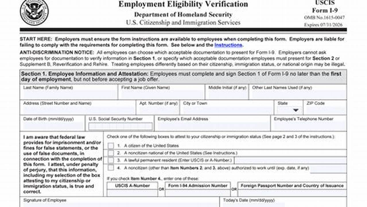 New Form I-9 August 1 2024