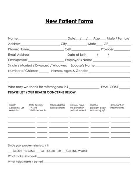 New Patient Forms Printable