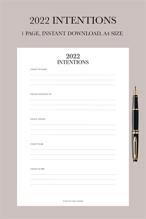 New Year Intentions Worksheet