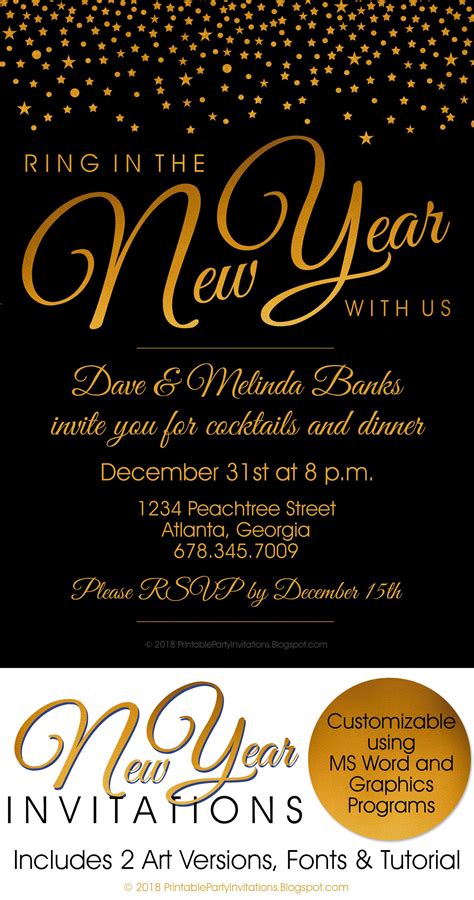 New Years Eve Invitations Template Free Printable Templates