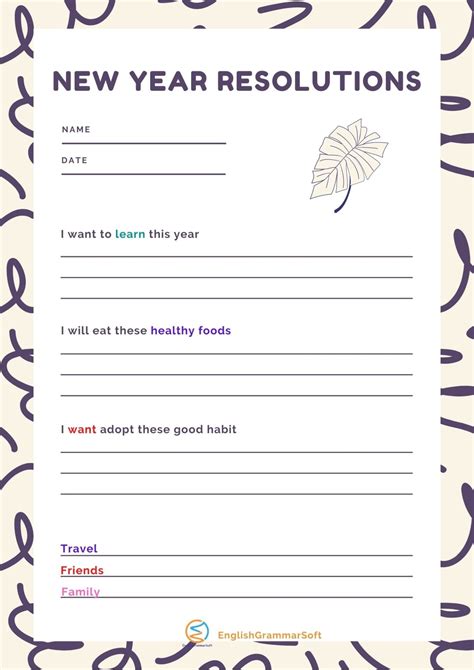 New Year's Resolution Printable