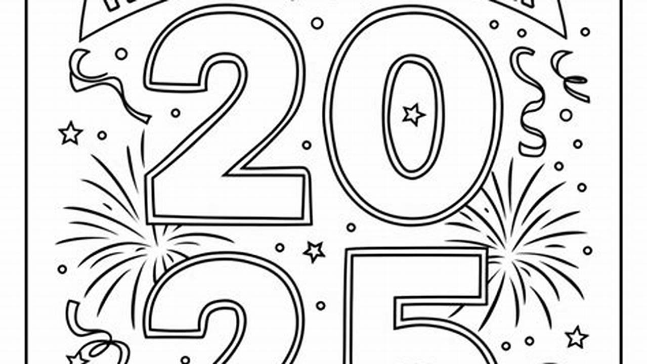 New Years Coloring Pages Printable 2025 Pdf