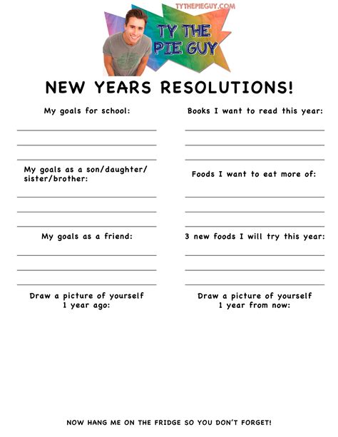 New Years Resolution Worksheet