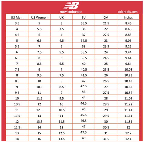 New Balance Shoes Size Chart