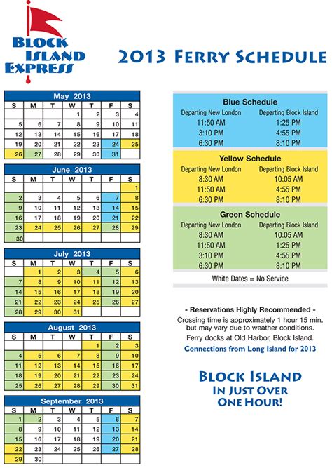Block Island Ferry 2013 New London Ferry Schedule