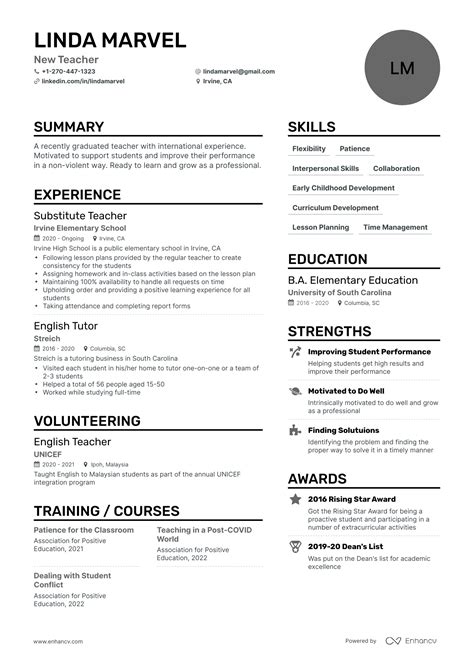 New Teacher Resume Examples
