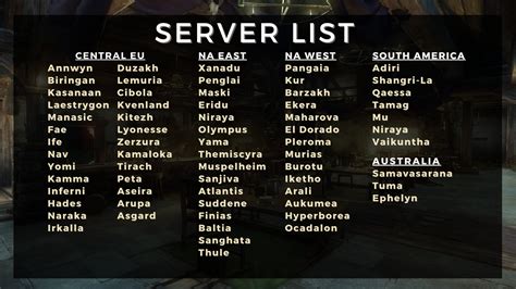 New World server list: Every current server