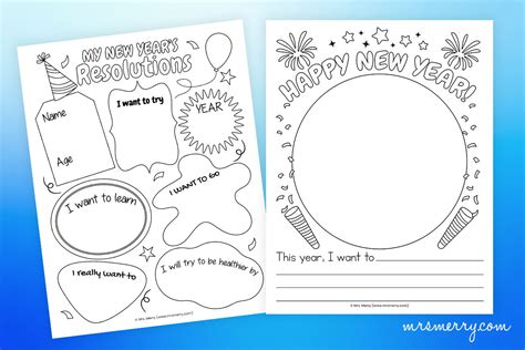 New Year's Resolution Worksheet Printables