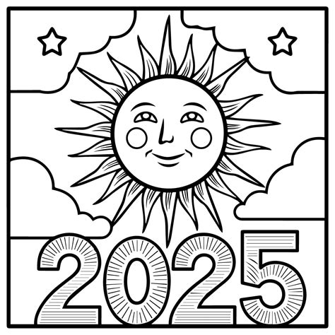New Year 2025 Coloring Pages