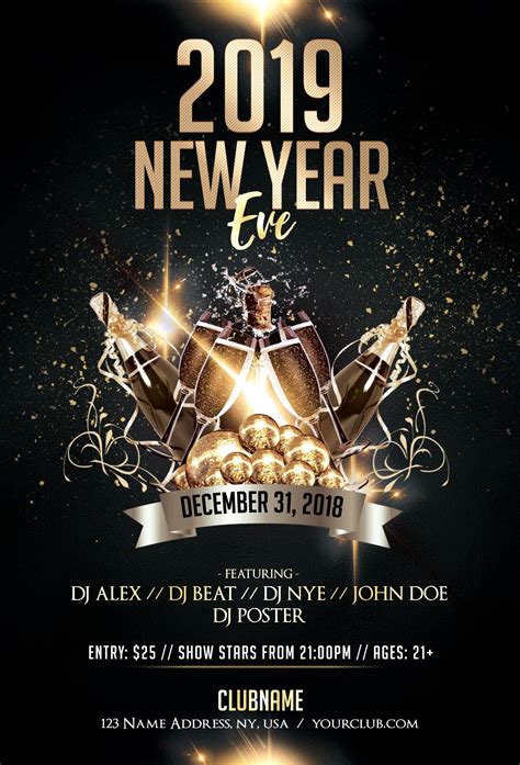 New Year Eve Free PSD Flyer Template - Download for Photoshop