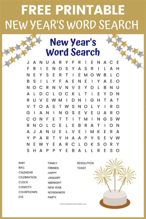 New Year Word Search Free Printable