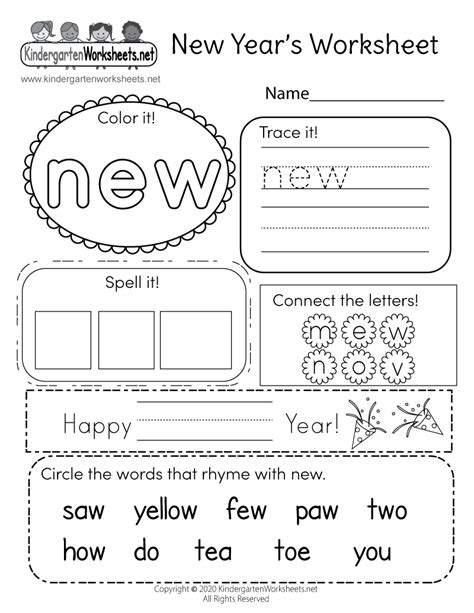 New Years Worksheets