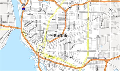 Aerial Photography Map of Buffalo, NY New York