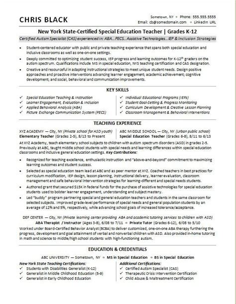 New York State Teacher Resume Examples