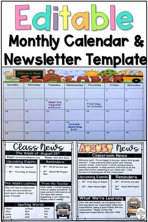 Newsletter Calendar Template