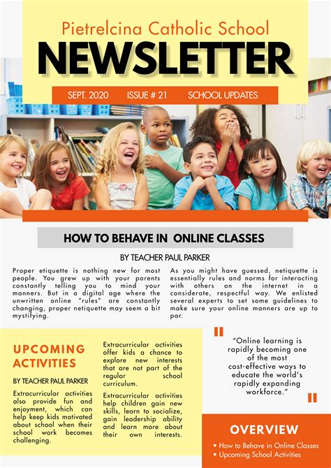 School Newsletter Template by Destine Lewis at