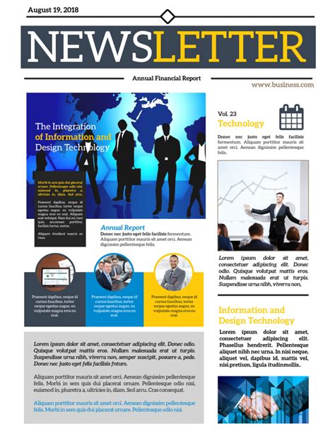 Corporate Business Newsletter Template in 2020 Newsletter templates